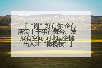 “岗”好有你 企有所需丨干事有舞台、发展有空间 河北国企抛出人才“橄榄枝”