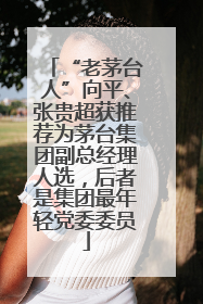 “老茅台人”向平、张贵超获推荐为茅台集团副总经理人选，后者是集团最年轻党委委员