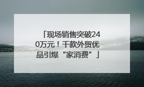 现场销售突破240万元！千款外贸优品引爆“家消费”