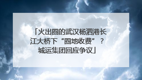 火出圈的武汉杨泗港长江大桥下“圈地收费”？城运集团回应争议