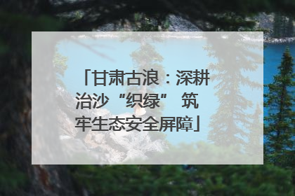 甘肃古浪：深耕治沙“织绿” 筑牢生态安全屏障