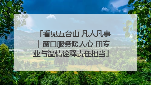 看见五台山 凡人凡事｜窗口服务暖人心 用专业与温情诠释责任担当