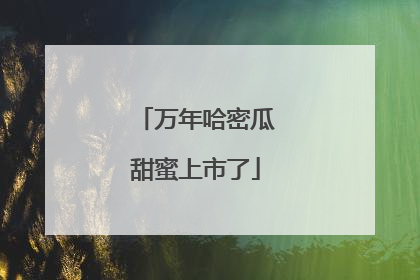 万年哈密瓜甜蜜上市了