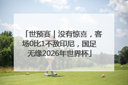 世预赛｜没有惊喜，客场0比1不敌印尼，国足无缘2026年世界杯
