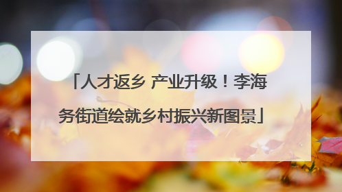 人才返乡 产业升级！李海务街道绘就乡村振兴新图景