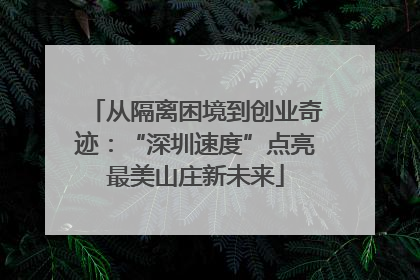 从隔离困境到创业奇迹：“深圳速度”点亮最美山庄新未来