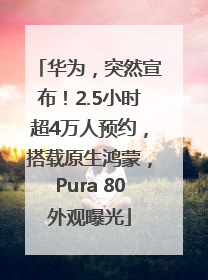 华为，突然宣布！2.5小时超4万人预约，搭载原生鸿蒙，Pura 80外观曝光