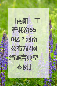 南阳一工程耗资650亿？河南公布7起网络谣言典型案例