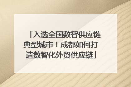 入选全国数智供应链典型城市！成都如何打造数智化外贸供应链