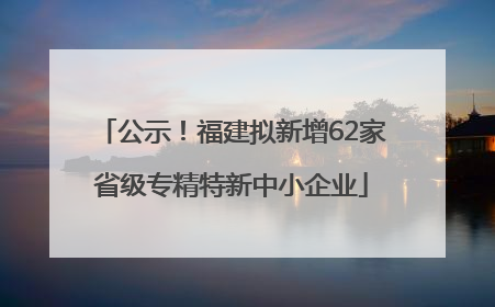 公示！福建拟新增62家省级专精特新中小企业