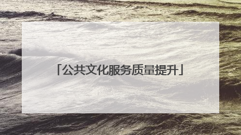 公共文化服务质量提升