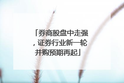 券商股盘中走强，证券行业新一轮并购预期再起