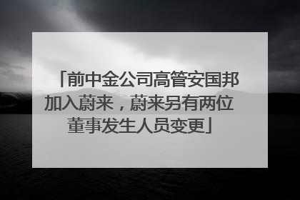 前中金公司高管安国邦加入蔚来，蔚来另有两位董事发生人员变更