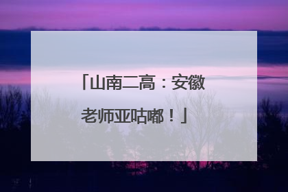 山南二高：安徽老师亚咕嘟！