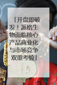 开盘即破发！派格生物面临核心产品商业化与市场竞争双重考验