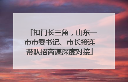 扣门长三角，山东一市市委书记、市长接连带队招商谋深度对接