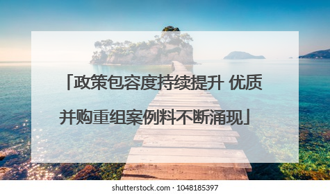 政策包容度持续提升 优质并购重组案例料不断涌现