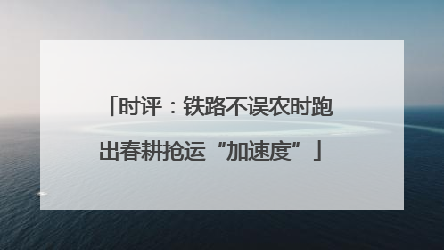 时评：铁路不误农时跑出春耕抢运“加速度”