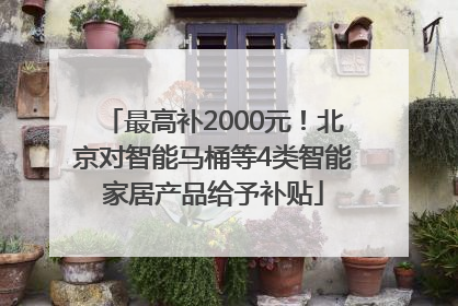 最高补2000元！北京对智能马桶等4类智能家居产品给予补贴