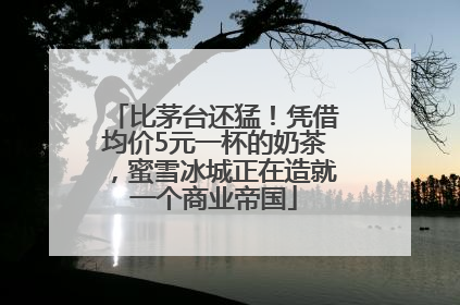 比茅台还猛！凭借均价5元一杯的奶茶，蜜雪冰城正在造就一个商业帝国