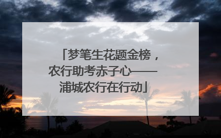 梦笔生花题金榜，农行助考赤子心——浦城农行在行动
