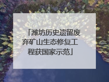 潍坊历史遗留废弃矿山生态修复工程获国家示范