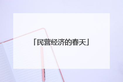 民营经济的春天
