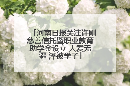 河南日报关注许刚慈善信托暨职业教育助学金设立 大爱无疆 泽被学子