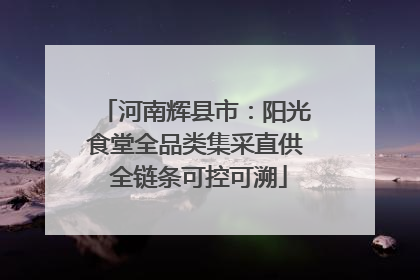 河南辉县市：阳光食堂全品类集采直供 全链条可控可溯