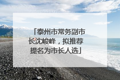 泰州市常务副市长沈峻峰，拟推荐提名为市长人选