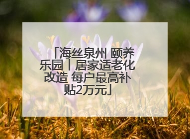 海丝泉州 颐养乐园丨居家适老化改造 每户最高补贴2万元
