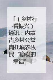 （乡村行·看振兴）通讯：内蒙古乡村公益岗托底农牧民“稳稳的幸福”