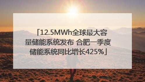 12.5MWh全球最大容量储能系统发布 合肥一季度储能系统同比增长425%